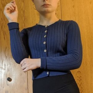 Blue button up sweater
